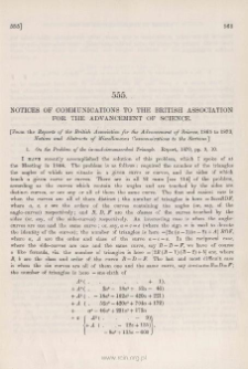 Notices of Communications to the British Association for the Advancement of Science