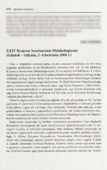 XXIV Krajowe Seminarium Malakologiczne (Gdańsk - Gdynia, 2-4 kwietnia 2008 r.)