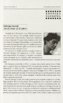 Jadwiga Łuczak (10 XI 1920-25 II 2007)