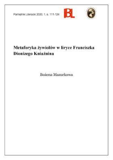 Metaforyka żywioł&oacute;w w liryce Franciszka Dionizego Kniaźnina