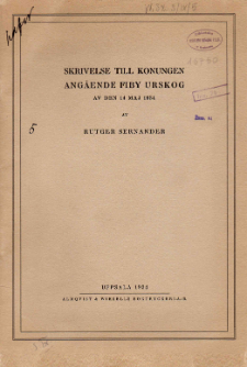 Skrivelse till konungen angående fiby urskog av den 14 maj 1934