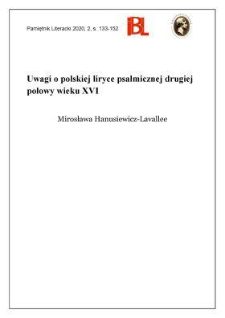 Uwagi o polskiej liryce psalmicznej drugiej połowy wieku XVI