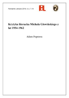 Krytyka literacka Michała Głowińskiego z lat 1954&ndash;1962