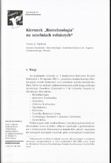 Kierunek &bdquo;Biotechnologia&rdquo; na uczelniach rolniczych