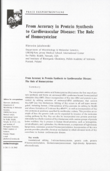 From Accuracy in Protein Synthesis to Cardiovascular Disease: The Role of Homocysteine