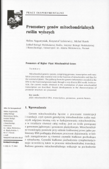 Promotory gen&oacute;w mitochondrialnych roślin wyższych