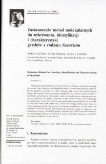 Molecular Methods for Detection, Identification and Characterization of Fusarium