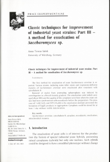 Classic techniques for improvement of industrial yeast strains: Part III - A method for enucleation of Saccharomyces sp.