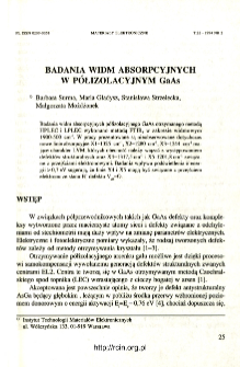 Badania widm absorpcyjnych w półizolacyjnym GaAs = Investigation of absorption spectra of Si GaAs