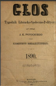 Głos : tygodnik literacko-społeczno-polityczny 1890 N.1