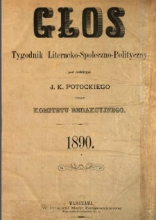 Głos : tygodnik literacko-społeczno-polityczny 1890 N.4
