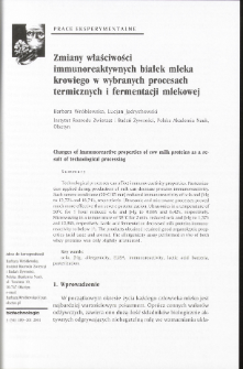 Changes of immunoreactive properties of cow milk proteins as a result of technological processing