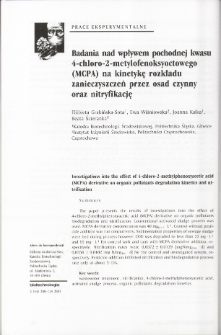 Investigations into the effect of 4-chloro-2-methyIphenoxyacetic acid(MCPA) derivative on organic pollutants degradation kinetics and nitrification