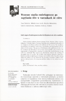 Early stages of embryogenesis after fertilization in in vitro condition