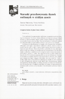 Cryopreservation of plant tissue culture