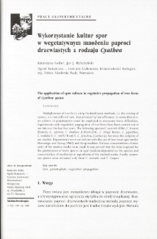 The application of spor culture in vegetative propagation of tree fernsof Cyathea genus