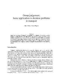 Group judgement. Some applications to decision problems in transport