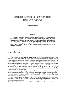 Decision support in safety oriented transport systems