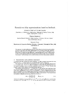 Remarks on delay approximations based on feedback