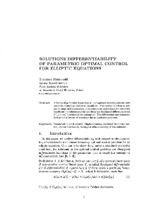 Solutions differentiability of parametric optimal control for elliptic equations
