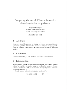 Computing the Sets of K-Best Solutions for Discrete Optimization Problems