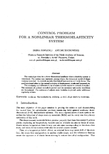 Control Problem for a Nonlinear Thermoelasticity System