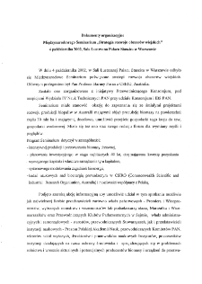 Dokumenty organizacyjne i sprawozdanie z Międzynarodowego Seminarium "Strategia rozwoju obszar&oacute;w wiejskich"