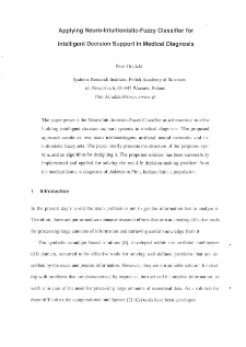 Applying neuro-intuitionistic-fuzzy classifier for intelligent decision support in medical diagnosis