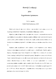 Rozw&oacute;j cywilizacji jako zagadnienie systemowe