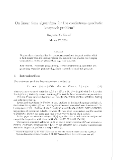 On Linear Time Algorithms for the Continuous Quadratic Knapsack Problem