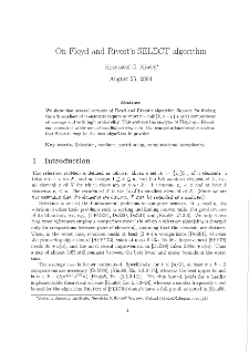 On Floyd and Rivest's SELECT Algorithm