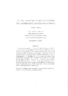 On the robustness of optimal solutions for combinatorial optimization problems