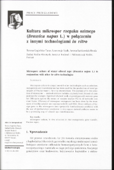 Kultura mikrospor rzepaku ozimego (Brassica napus L.) w połączeniu z innymi technologiami in vitro