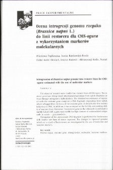 Ocena introgresji genomu rzepaku (Brassica napus L.) do linii restorera dla CMS-ogura z wykorzystaniem markerów molekularnych