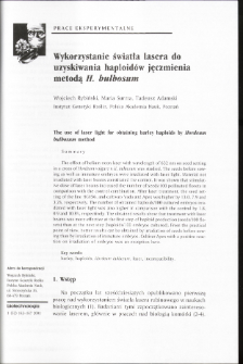 The use of laser light for obtaining barley haploids by Hordeumbulbosum method
