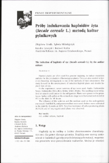 Próby indukowania haploidów żyta (Secale cereale L.) metodą kultur pylnikowych