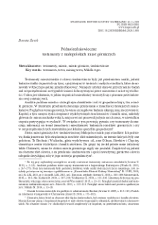 P&oacute;źnośredniowieczne testamenty z małopolskich miast g&oacute;rniczych