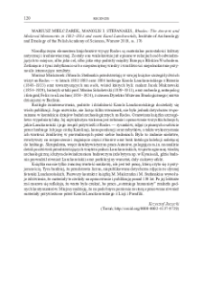 Rhodes: The Ancient and Medieval Monuments in 1882&ndash;1884 and count Karol Lanckoroński, Mariusz Mielczarek, Manolis I. Stefanakis, Warsaw 2019 : [recenzja]