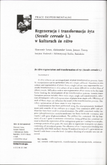 Regeneracja i transformacja żyta (Secale cereale L.) w kulturach in vitro