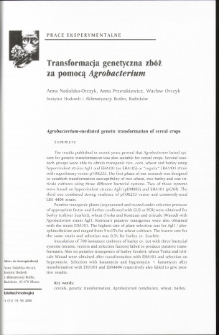 Agrobacterium- mediated genetic transformation of cereal crops