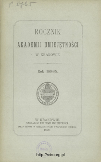 Rocznik Akademii Umiejętności w Krakowie.