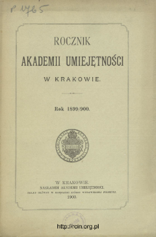 Rocznik Akademii Umiejętności w Krakowie, Rok 1899/900