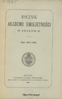 Rocznik Akademii Umiejętności w Krakowie, Rok 1901/1902