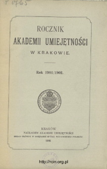 Rocznik Akademii Umiejętności w Krakowie.