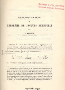 Démonstration du théorème de Jaques Bernoulli