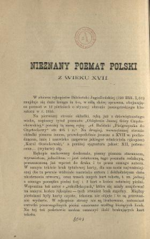 Nieznany poemat polski z wieku XVII