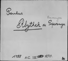 Kartoteka Słownika staropolskich nazw osobowych; Rb - Rdz - Re-