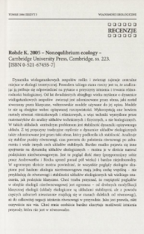 Rohde K. 2005 - Nonequlibrium ecology - Cambridge University Press, Cambridge, ss. 223. [ISBN 0-521-67455-7]
