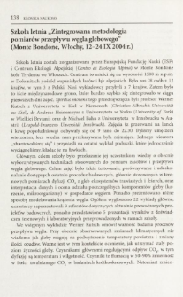 Szkoła letnia "Zintegrowana meodologia pomiarów przepływu węgla glebowego" (Monte Bondone, Włochy, 12-24 IX 2004 r.)