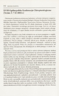 XVIII Ogólnopolska Konferencja Chiropterologiczna (Toruń, 5-7 XI 2004 r.)